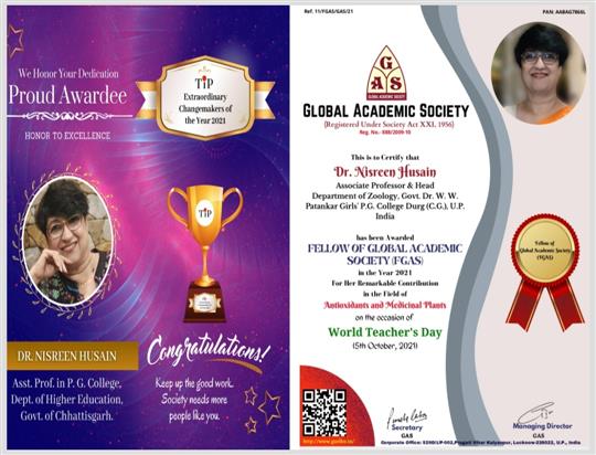 Awards to Dr Nisreen Husain